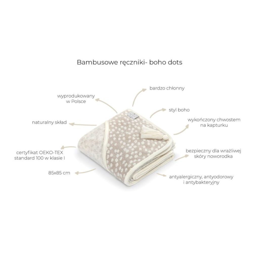 Bambusowy ręcznik light beige – boho dots