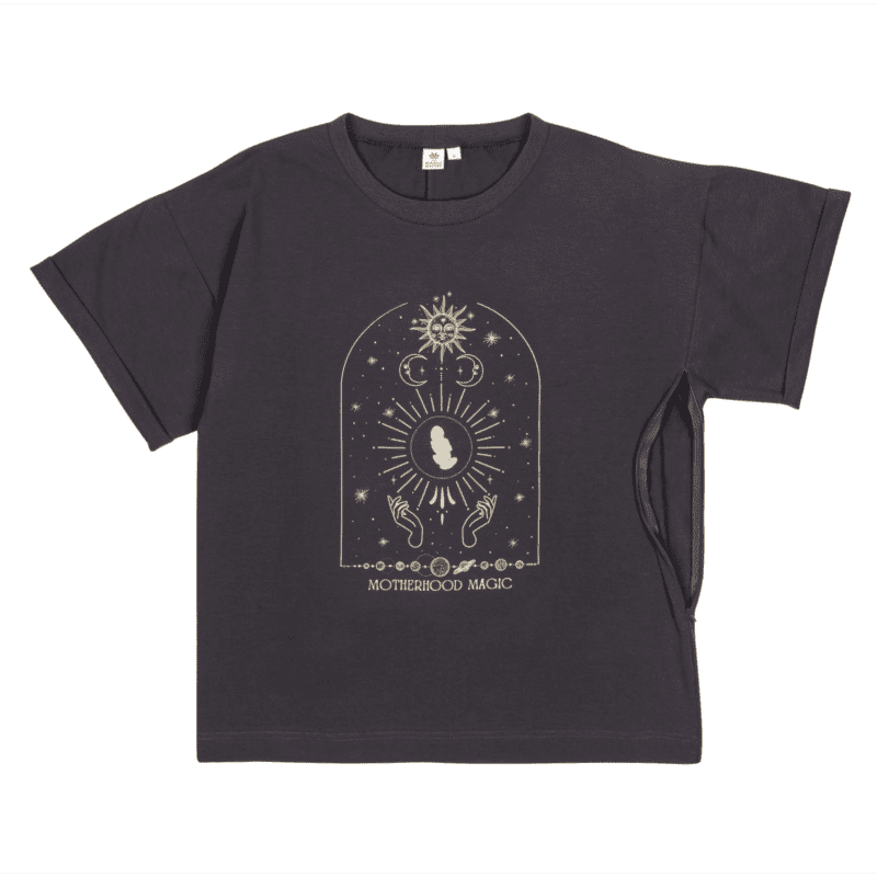 T-shirt do karmienia oversize “Motherhood Magic” Gray