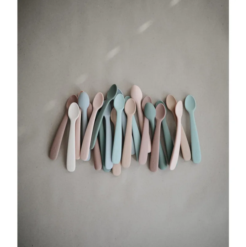 Mushie Łyżeczki Silikonowe do Nauki Samodzielnego Jedzenia 2-Pack Stone / Cloudy mauve