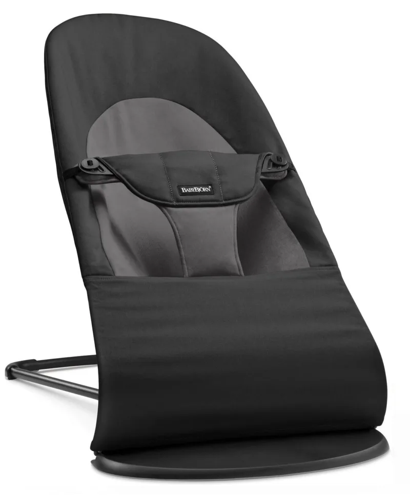 BABYBJORN – leżaczek BALANCE SOFT COTTON – Czarny / Ciemny Szary