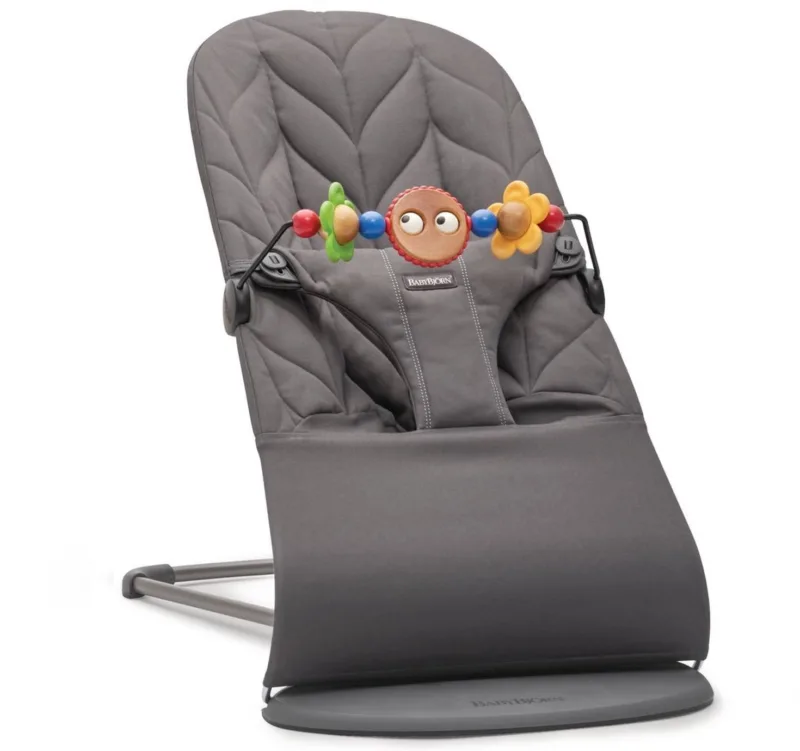 BABYBJORN – leżaczek BLISS COTTON, Petal Quilt, Antracyt + Zabawka BALANCE Googly Eyes