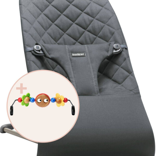 BABYBJORN – leżaczek BLISS – Antracytowy + zabawka do leżaczka BALANCE Googly Eyes