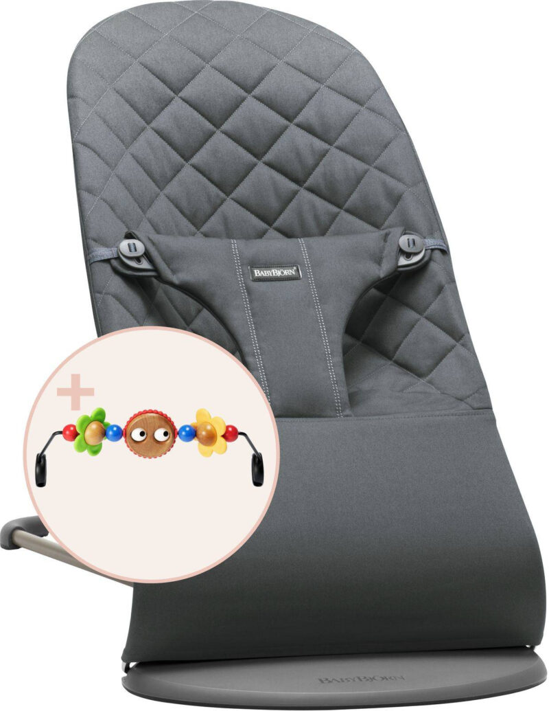 BABYBJORN – leżaczek BLISS – Antracytowy + zabawka do leżaczka BALANCE Googly Eyes