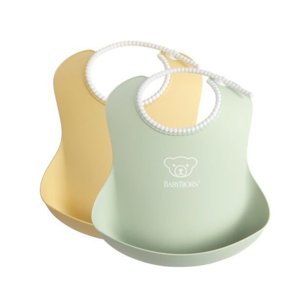 BABYBJORN – 2 śliniaki – Powder Yellow/ Powder Green