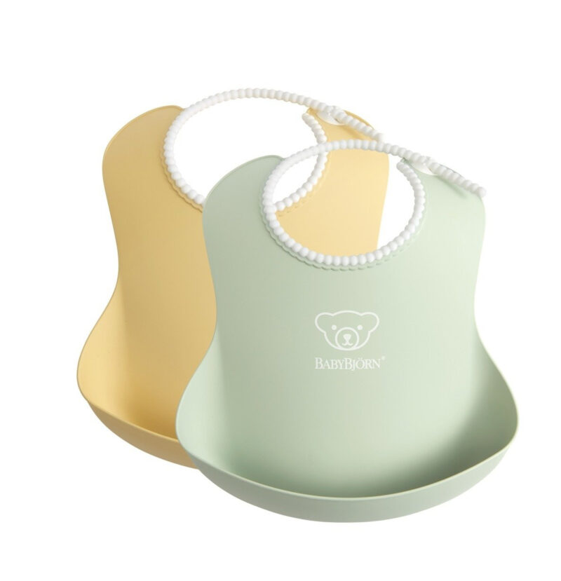 BABYBJORN – 2 śliniaki – Powder Yellow/ Powder Green