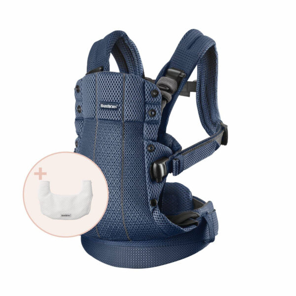 BABYBJORN – nosidełko Harmony 3D Mesh, Granatowy + śliniaczek do nosidełka Harmony