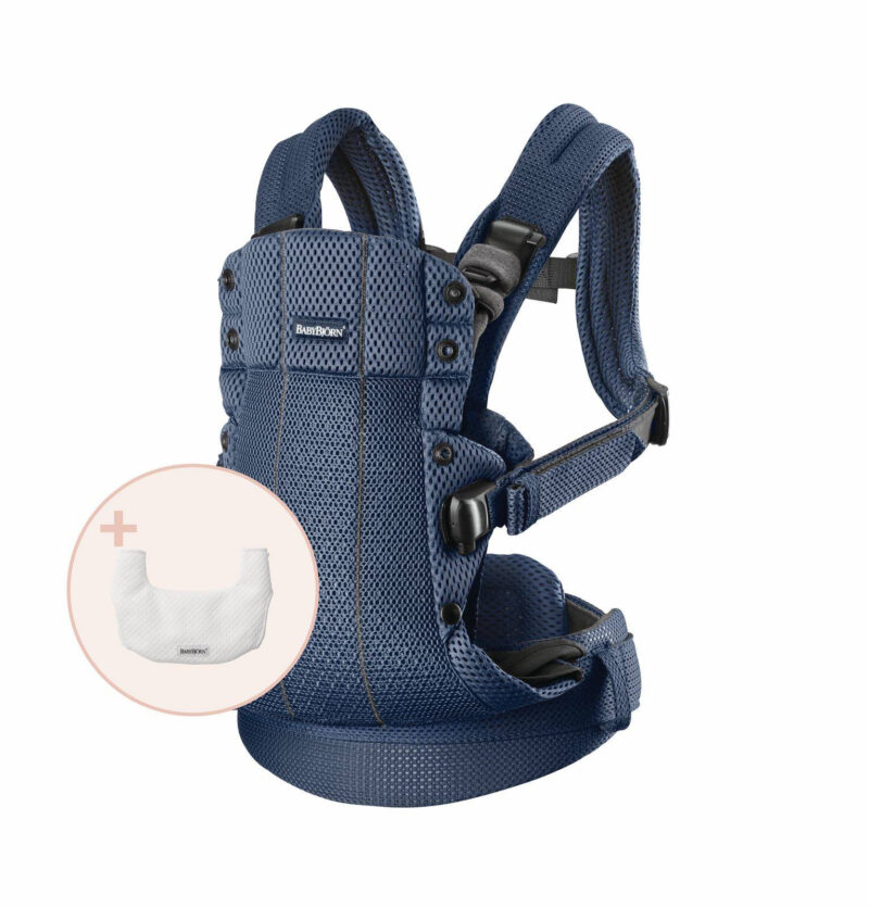 BABYBJORN – nosidełko Harmony 3D Mesh, Granatowy + śliniaczek do nosidełka Harmony