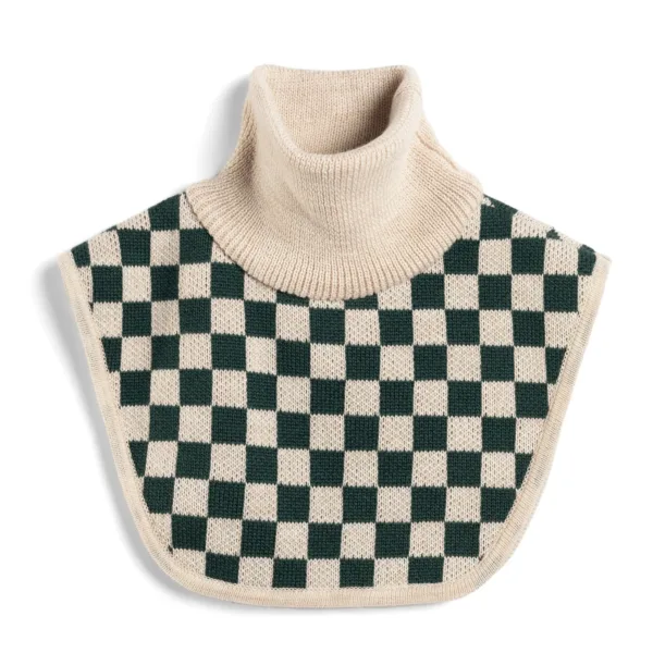 Czapka z wełny merino KidStory – Green chessboard