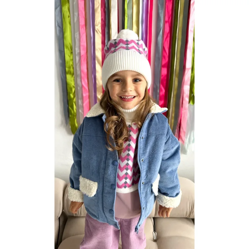 Czapka z wełny merino KidStory – Lilac