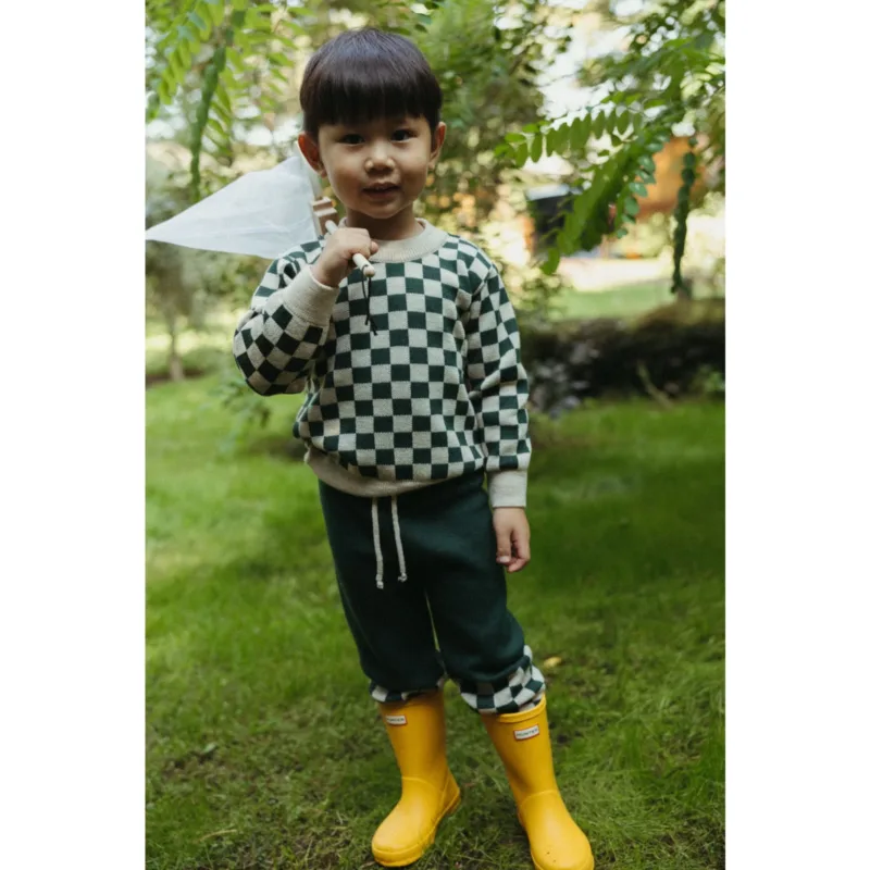 Spodnie merino KidStory – Green chessboard