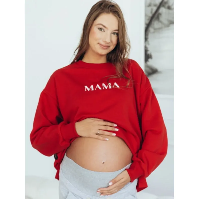 Bluza ciążowa i do karmienia Latte Mama – Cranberries latte czerwona