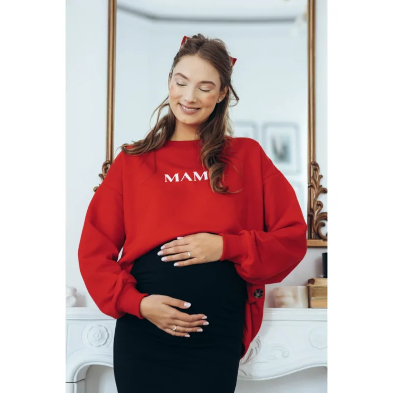 Bluza ciążowa i do karmienia Latte Mama – Cranberries latte czerwona