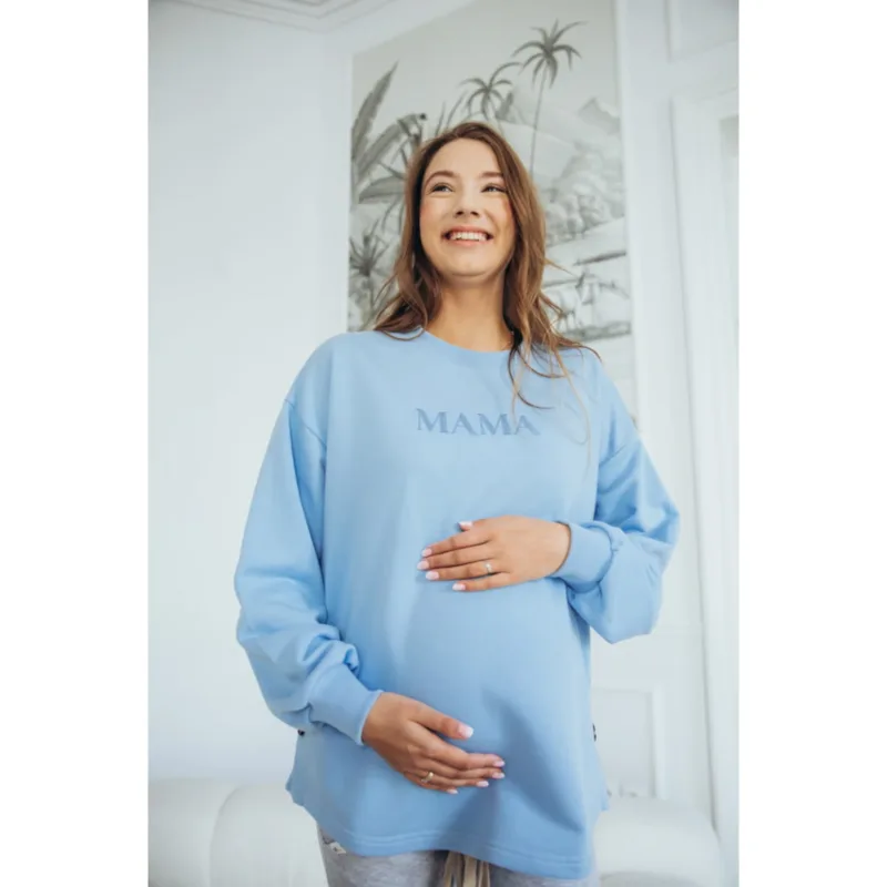 Bluza ciążowa i do karmienia Latte Mama – Sky Latte Błękitna