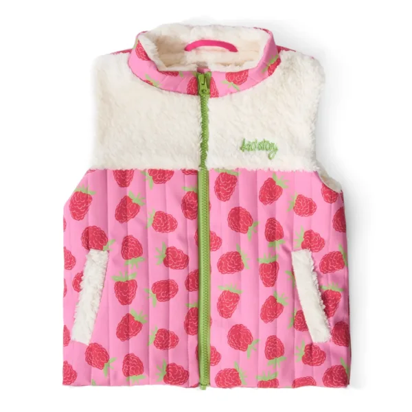 Kamizelka Teddy z bawełny organicznej Kidstory – Raspberrie blush