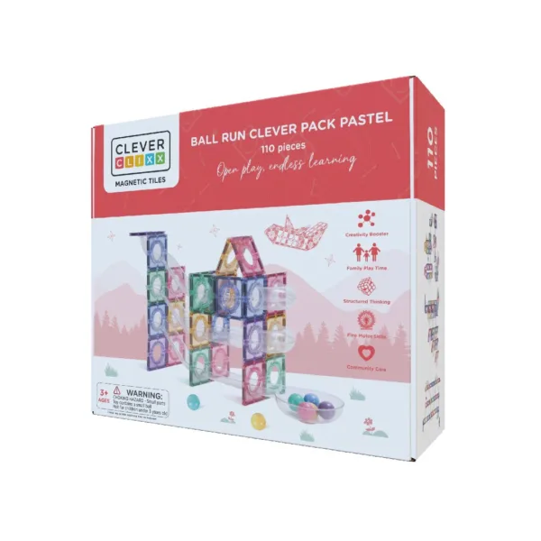 Klocki magnetyczne Large Creative Pack Pastel Cleverclixx – 125 el.