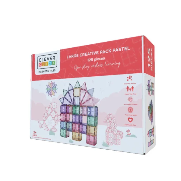 Klocki magnetyczne Ball Run Creative Pack Pastel Cleverclixx – 70 el.