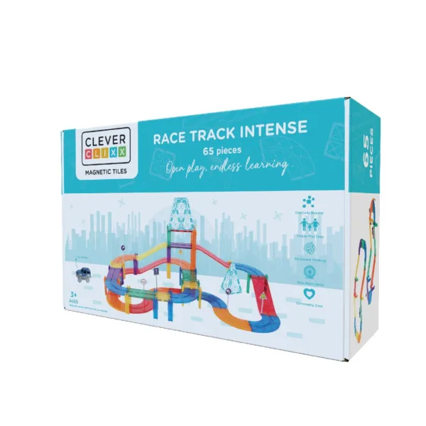 Klocki magnetyczne Race Track Intense Cleverclixx – 65 el.