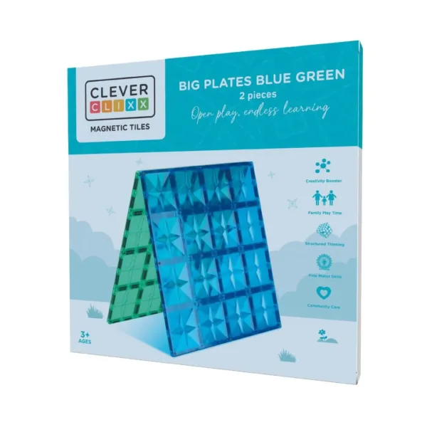 Klocki magnetyczne Big Plates Blue Green Cleverclixx – 2 el.