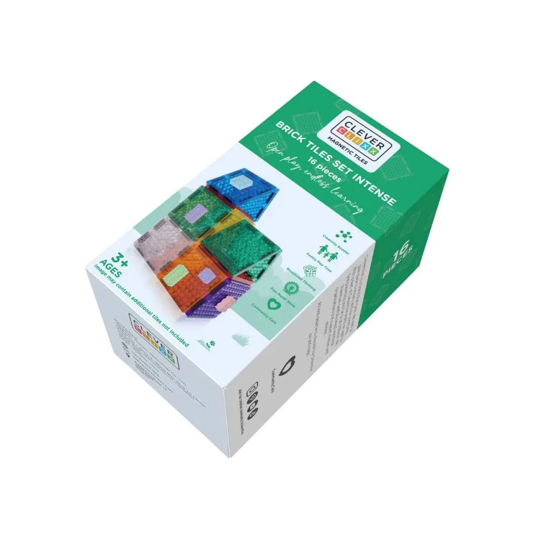 Cleverclixx – Klocki magnetyczne Brick Tiles Pack Intense – 16 el.