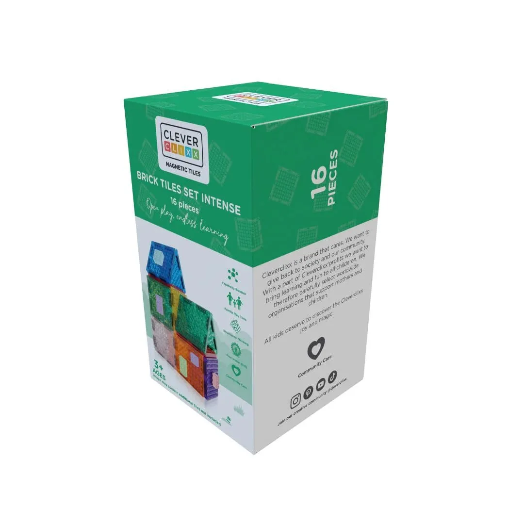 Cleverclixx – Klocki magnetyczne Brick Tiles Pack Intense – 16 el.