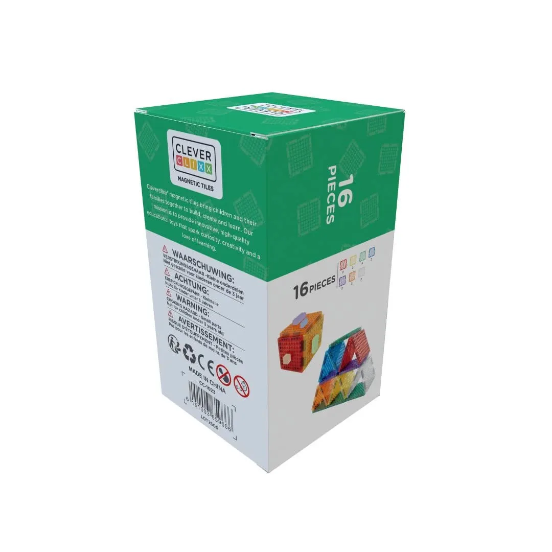 Cleverclixx – Klocki magnetyczne Brick Tiles Pack Intense – 16 el.