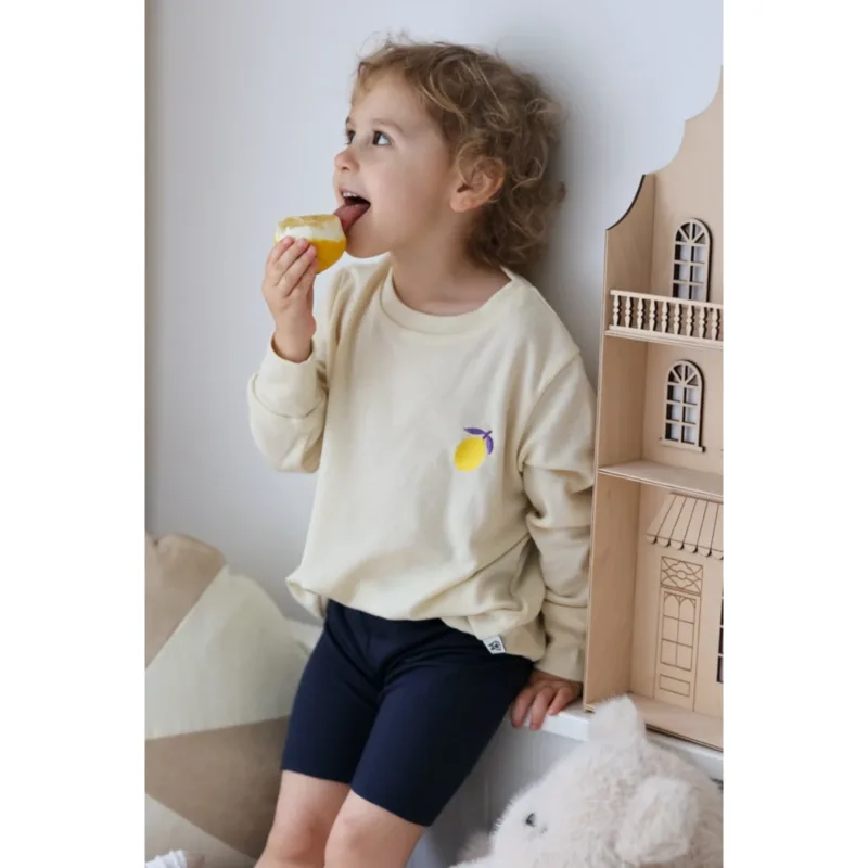Bluza dziecięca merino jedwab Merinowca – z haftem cytrynką