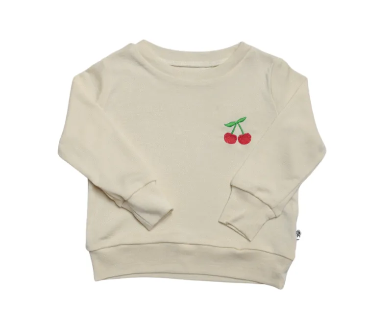 Bluza dziecięca merino jedwab Merinowca – z haftem wisienką