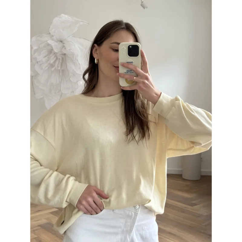 Bluza merino/jedwab damska Merinowca – masełkowa