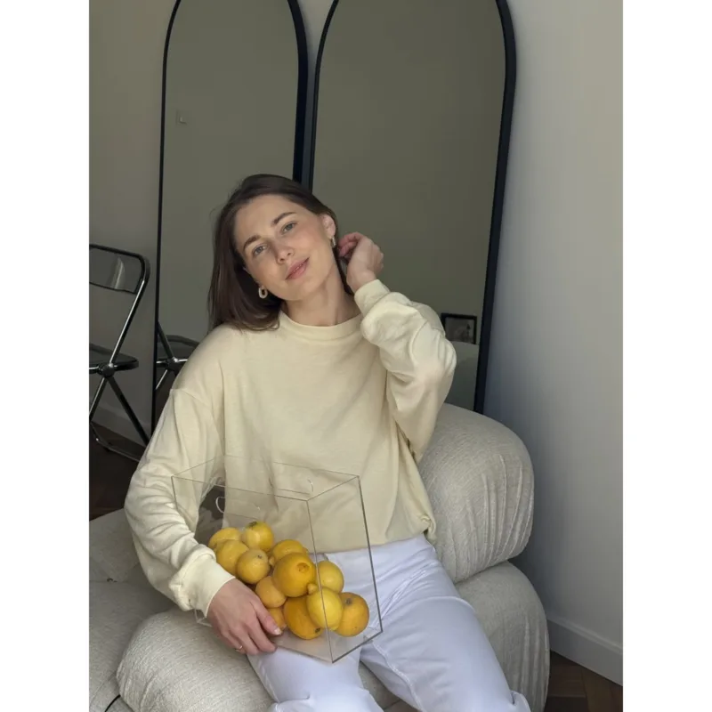 Bluza merino/jedwab damska Merinowca – masełkowa