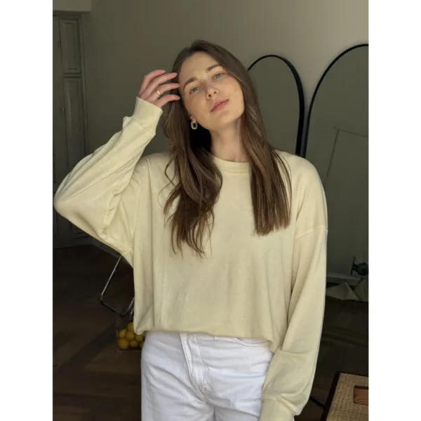 Bluza merino/jedwab damska Merinowca – masełkowa