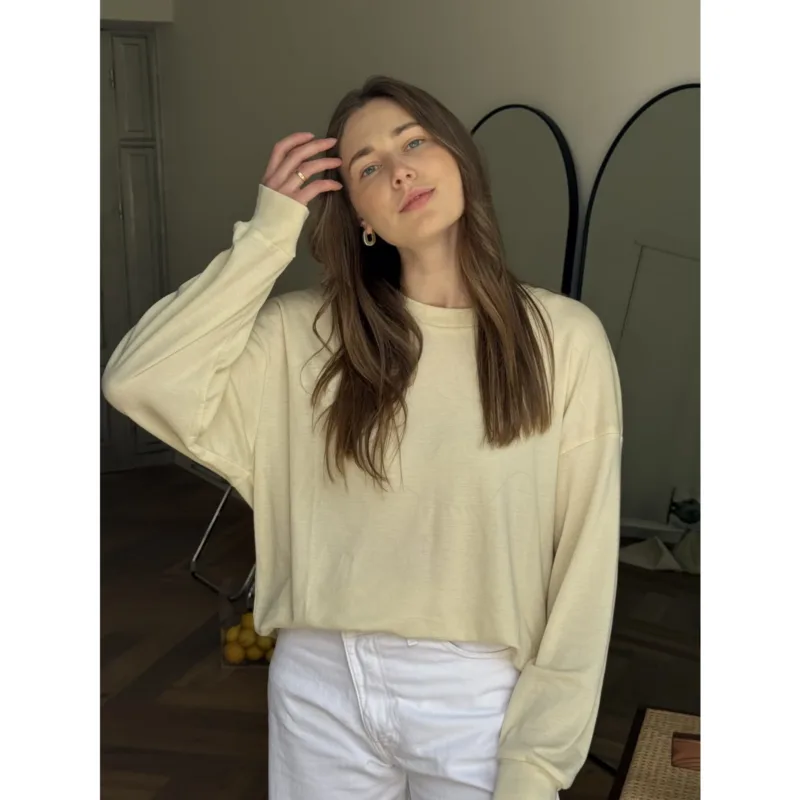 Bluza merino/jedwab damska Merinowca – masełkowa