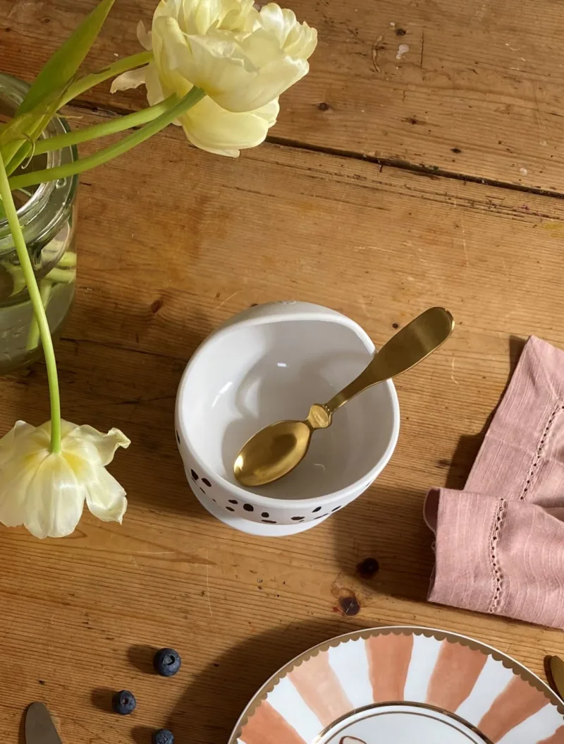 Elodie Details – zestaw do karmienia – miseczka i łyżeczka – Dalmatian Dots