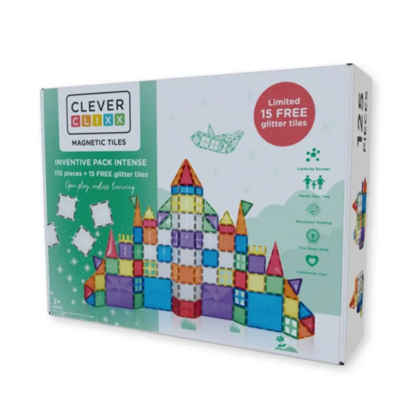 Klocki magnetyczne Inventive Pack Intense 110 el. + 15 el. gratis – Cleverclixx