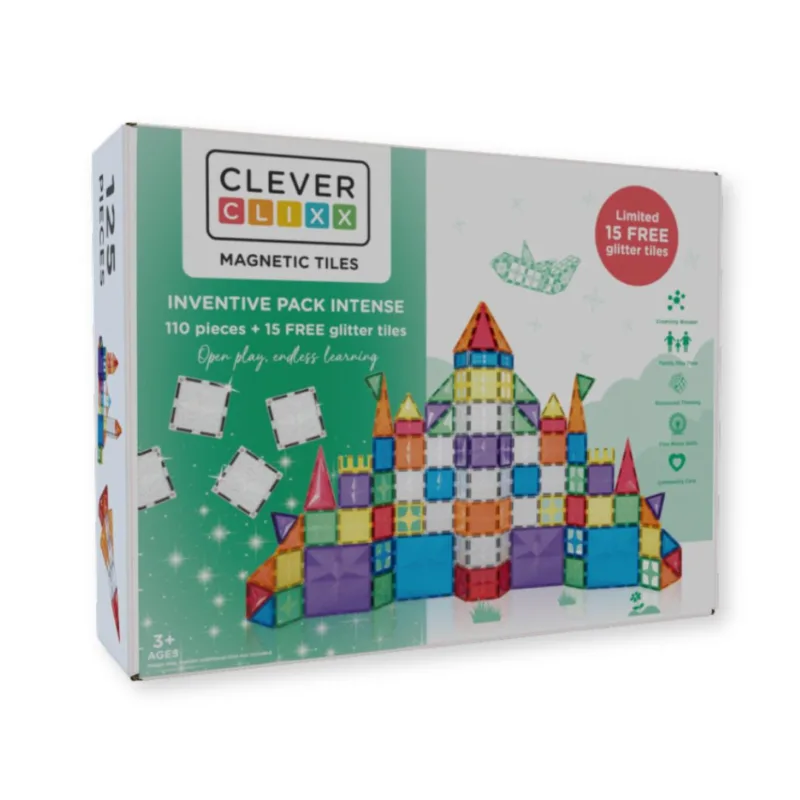 Klocki magnetyczne Inventive Pack Intense 110 el. + 15 el. gratis – Cleverclixx