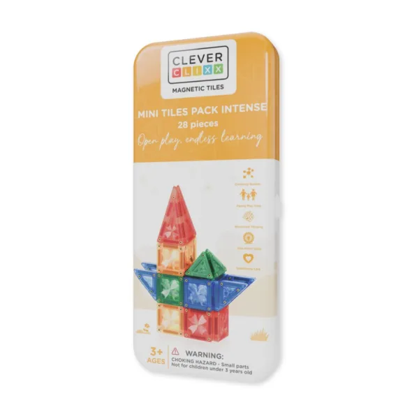 Klocki magnetyczne Mini Tiles Pack Intense 28 el. – Cleverclixx