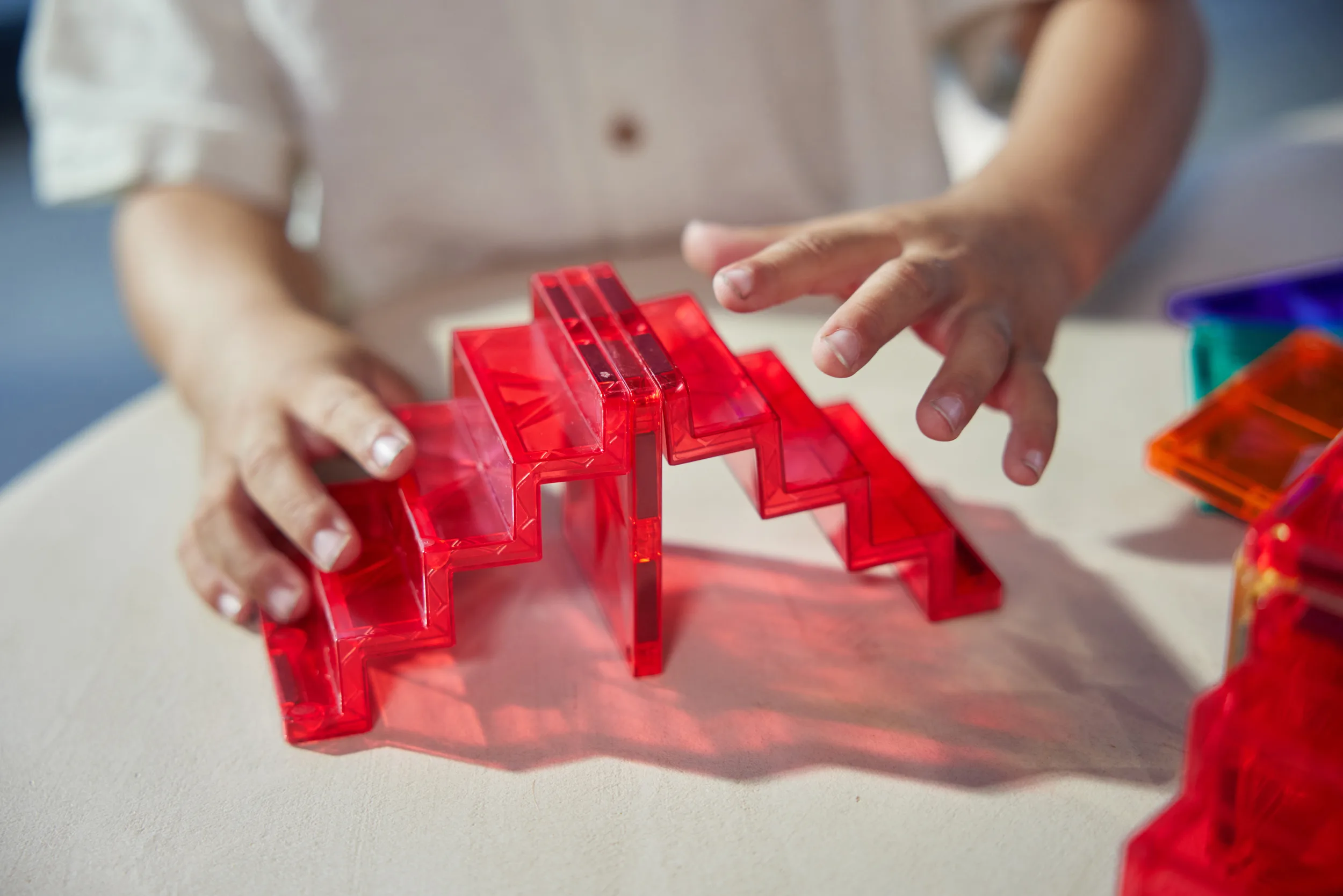 Klocki magnetyczne ze schodami Cleverclixx – Stairs Set Intense 34 el.