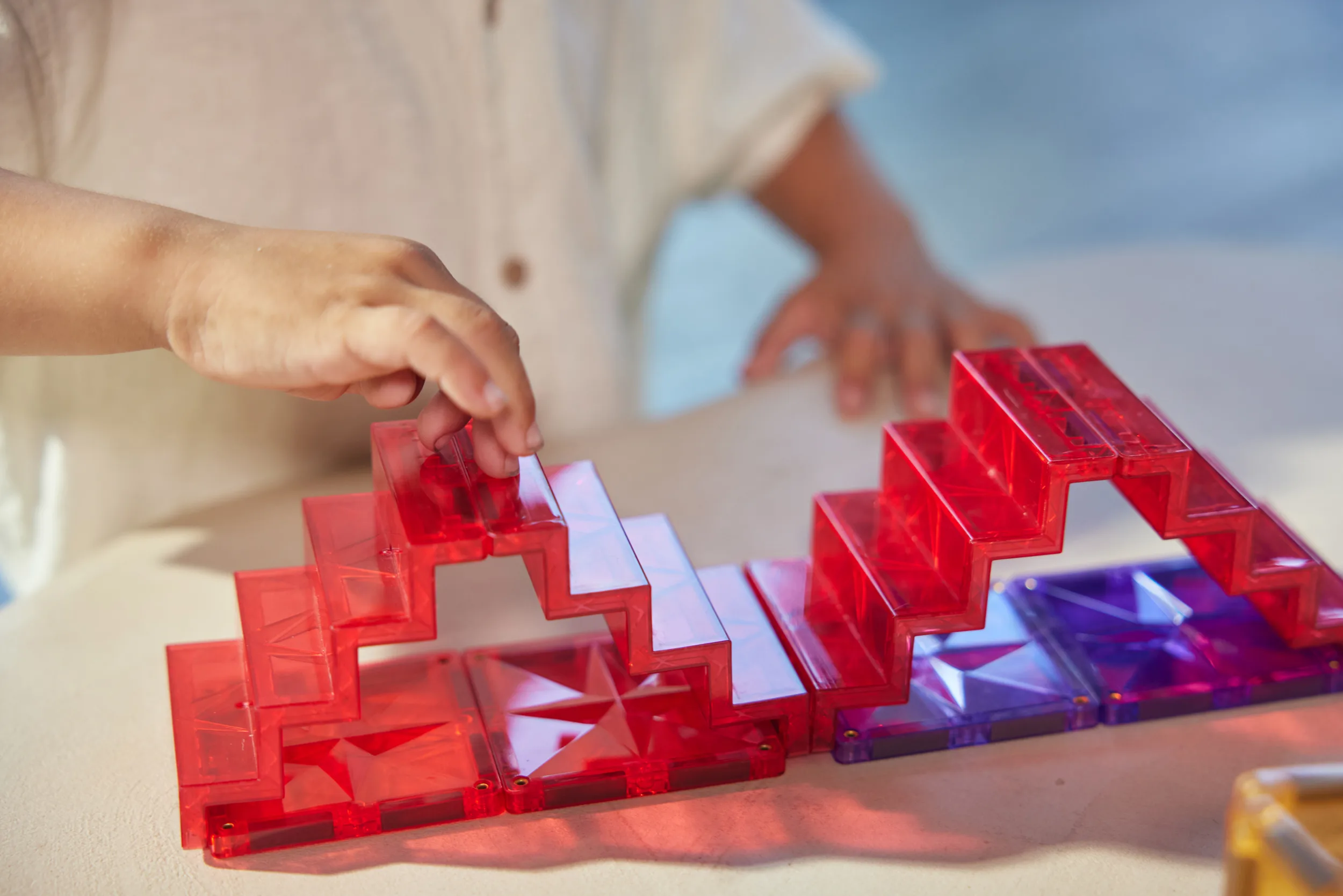 Klocki magnetyczne ze schodami Cleverclixx – Stairs Set Intense 34 el.