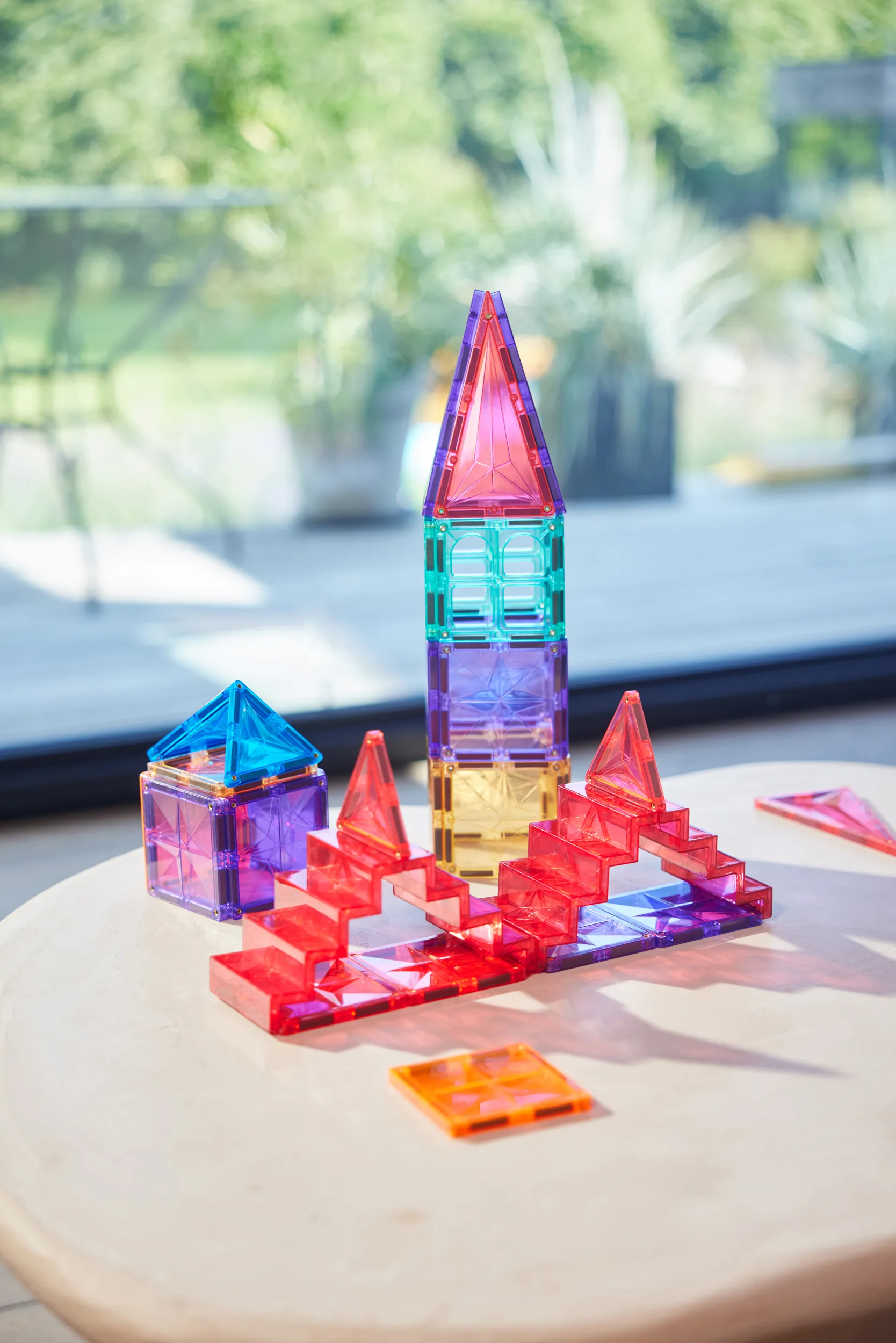 Klocki magnetyczne ze schodami Cleverclixx – Stairs Set Intense 34 el.