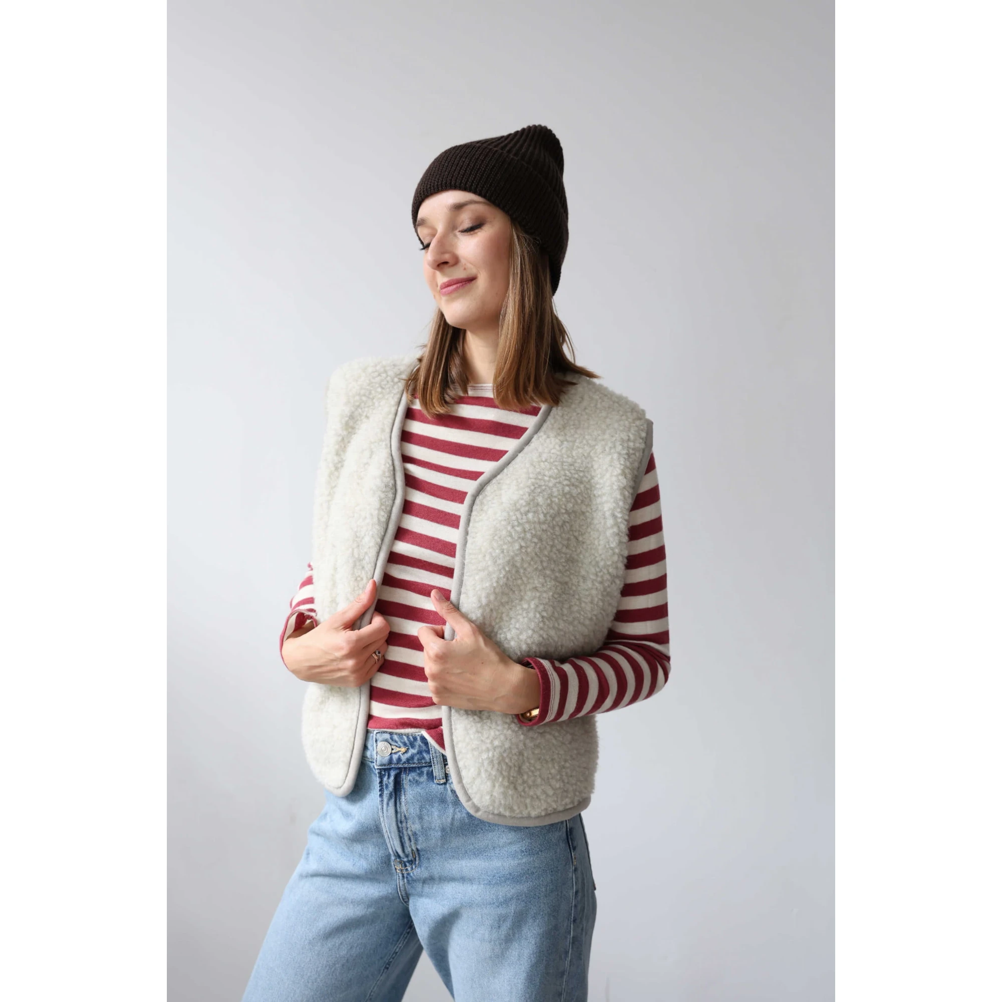 Kamizelka merino baranek Merinowca damska – szara