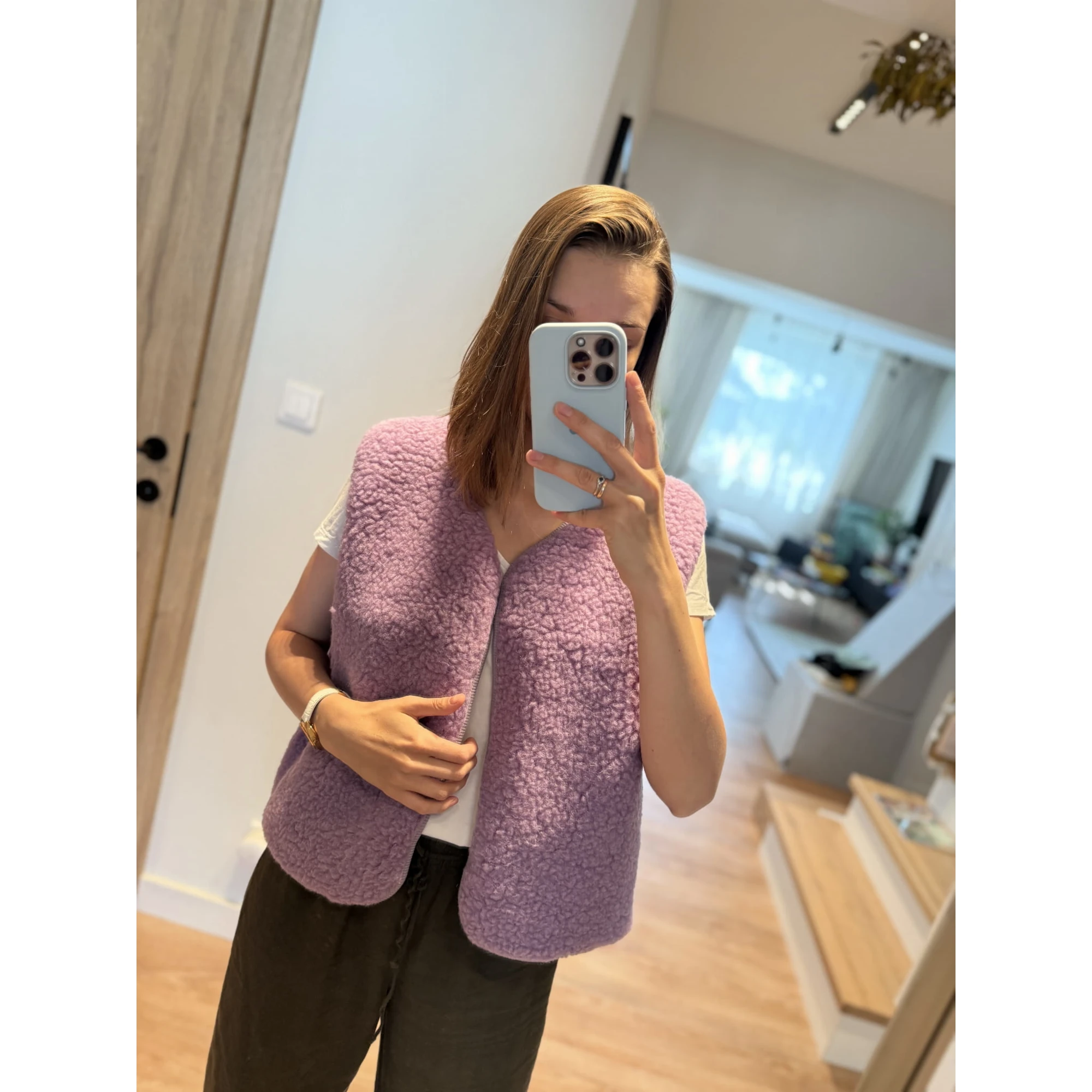 Kamizelka merino baranek Merinowca damska – fiolet