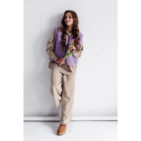 Kamizelka merino baranek Merinowca damska - fiolet
