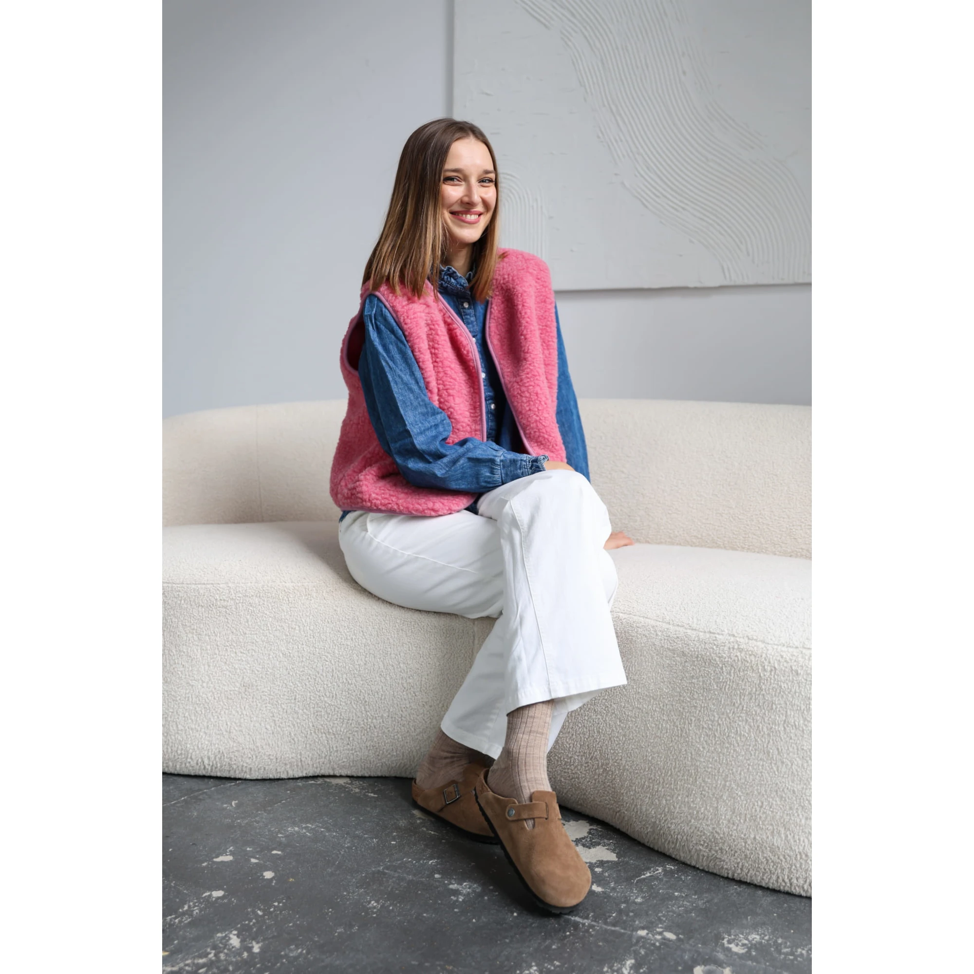 Kamizelka merino baranek Merinowca damska – róż