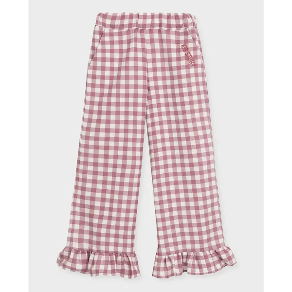 Bawełniane spodnie z falbanką KidStory – Candy pink