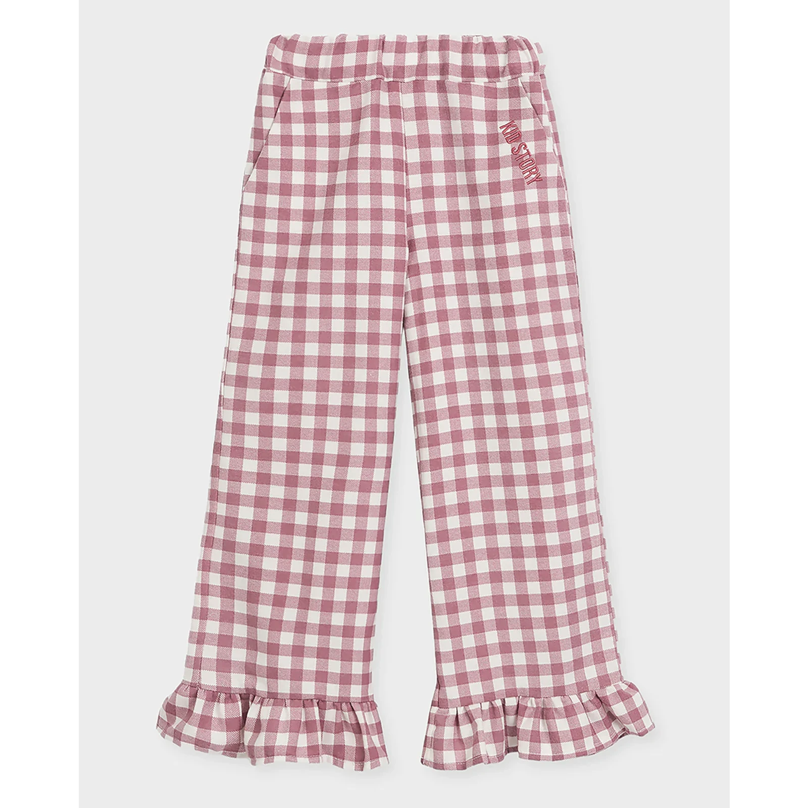 Bawełniane spodnie z falbanką KidStory – Candy pink
