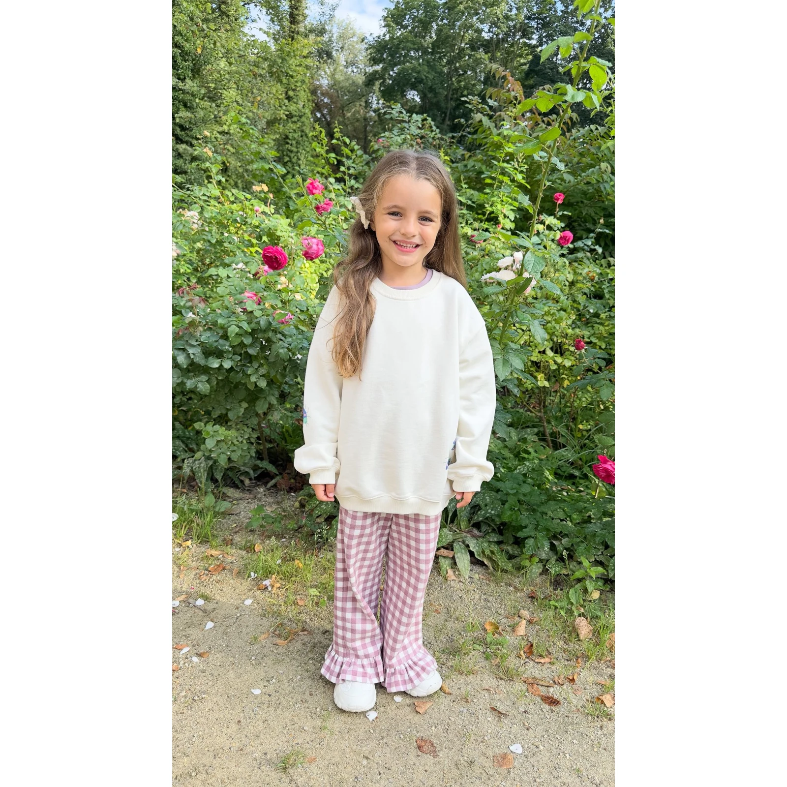 Bawełniane spodnie z falbanką KidStory – Candy pink