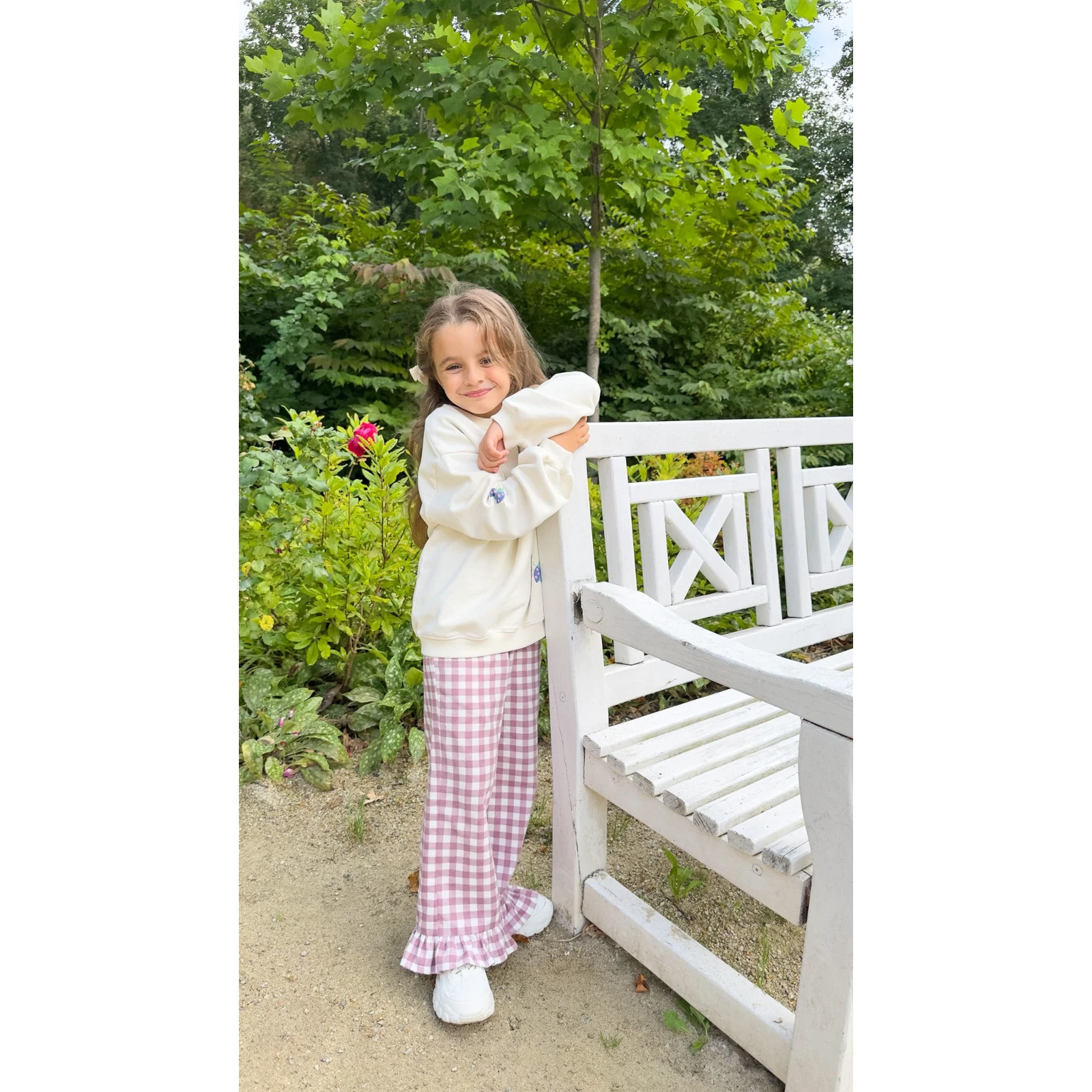 Bawełniane spodnie z falbanką KidStory – Candy pink