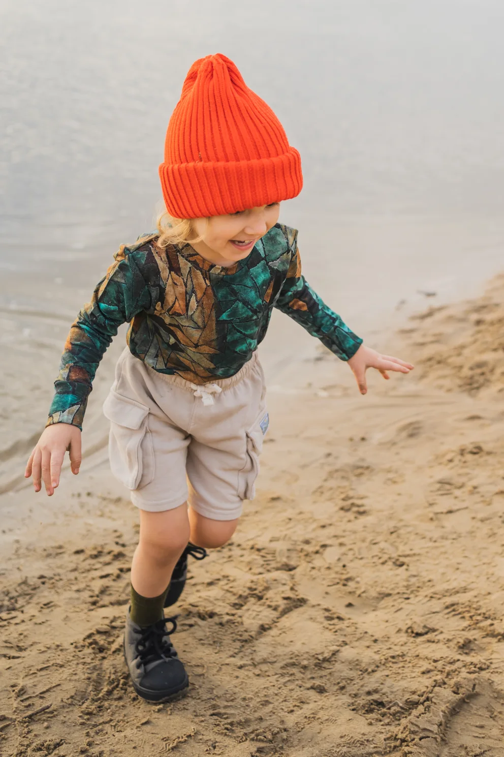 Bluzka dziecięca z długim rękawem z wełny merino green gorpcore – 116/122