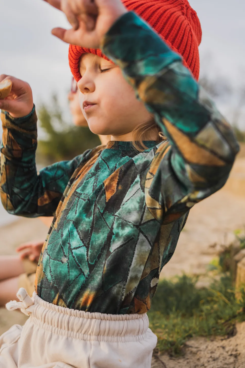 Bluzka dziecięca z długim rękawem z wełny merino green gorpcore – 116/122