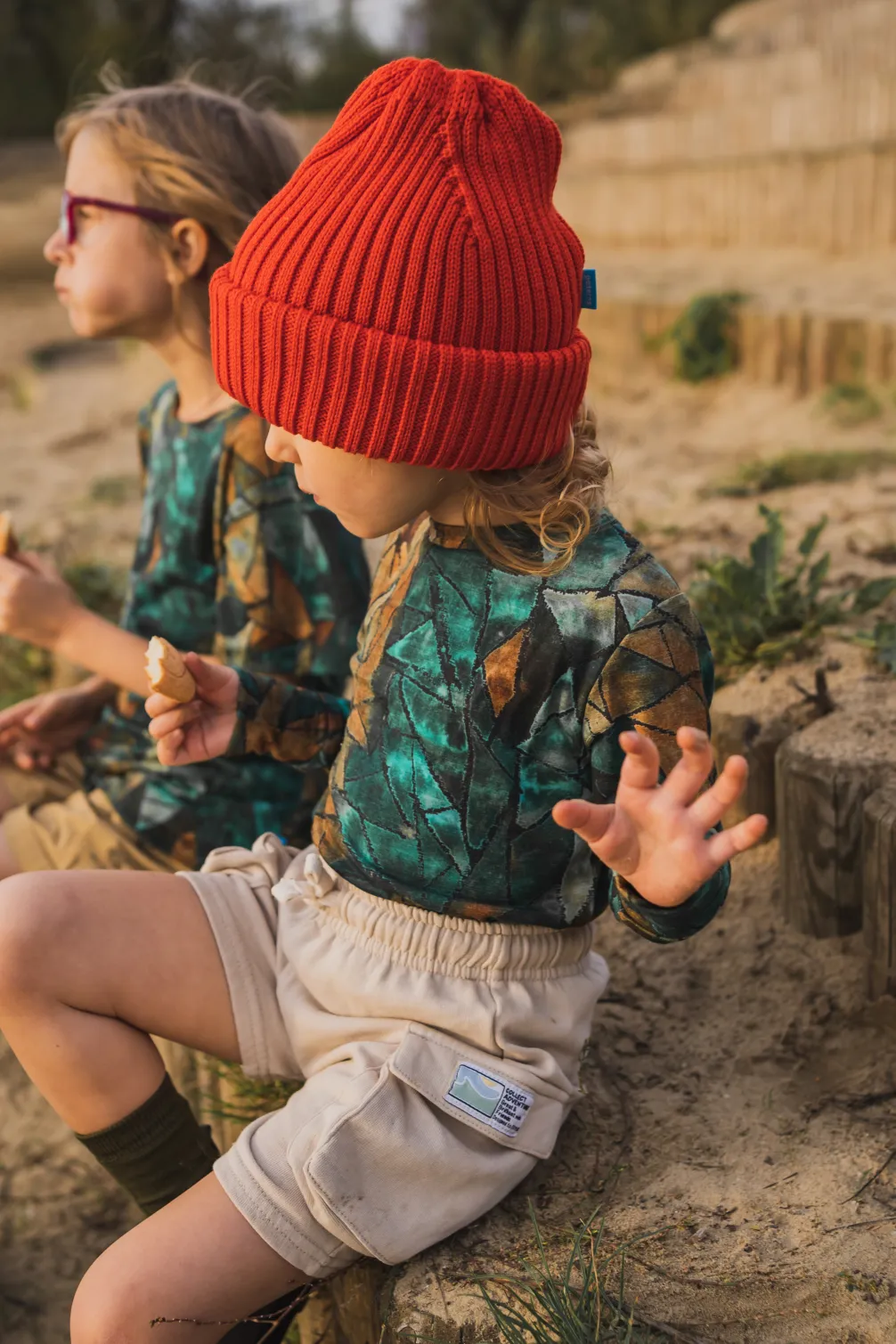 Czapka z wełny merino dla dzieci czerwona – 1-2 lata