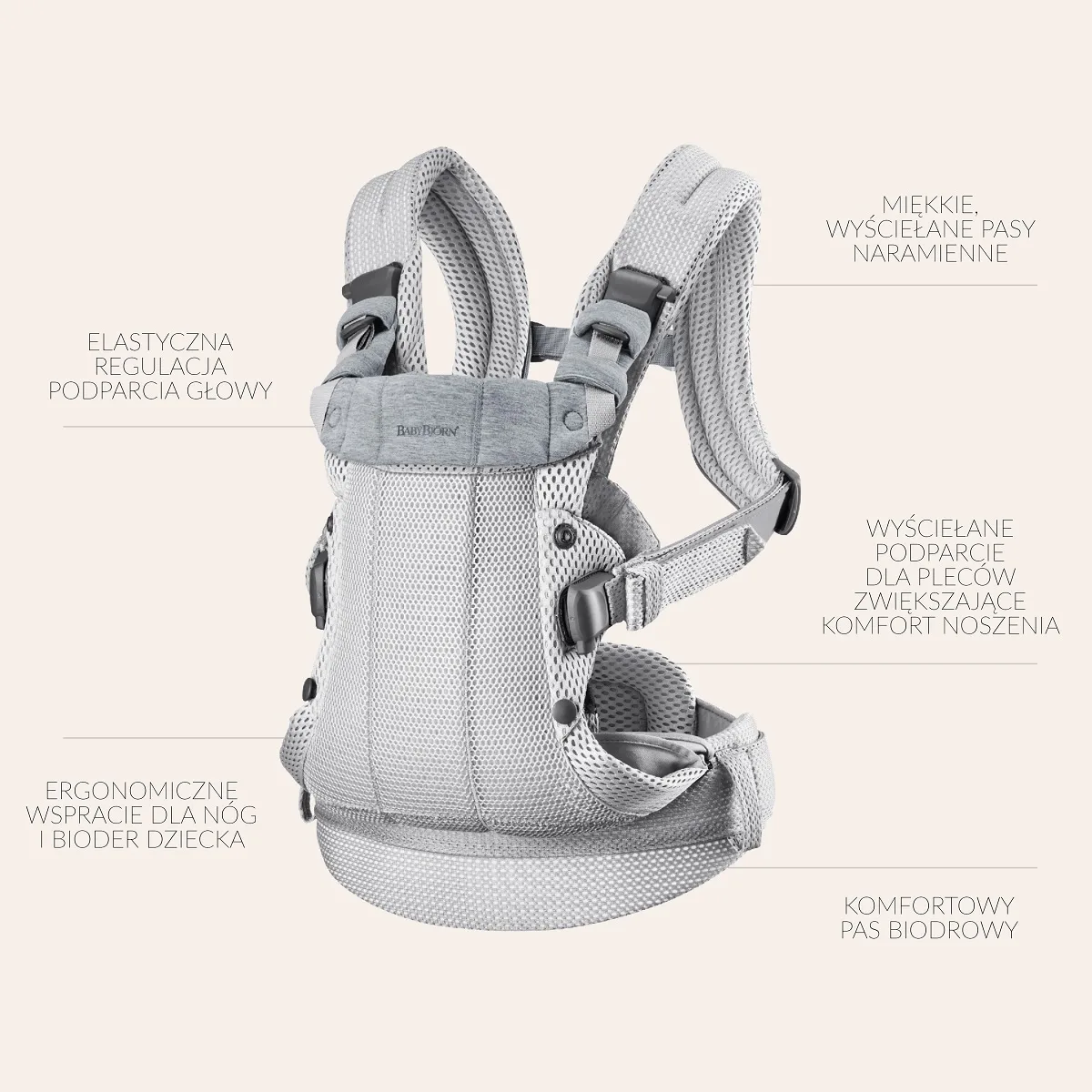 Nosidełko Harmony 3D Mesh BABYBJORN – Szary Beż
